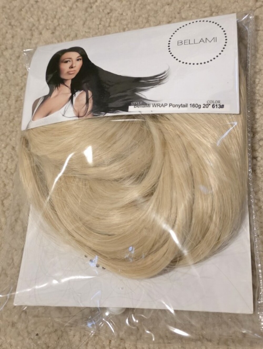 NWT Bellami Hair wrap ponytail extension featuring 20-inch blonde 613# synthetic